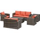 Outsunny 7-Seater Outdoor Rattan Wicker Sofa Set Sectional Patio Conversation Furniture Set w/ Stora