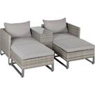 Outsunny 2 Seater Patio Rattan Wicker Sofa Set Chaise Lounge Double Sofa Bed Furniture w/ Coffee Tab