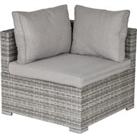 Outsunny PE Rattan Wicker Corner Sofa Garden Furniture Single Sofa Chair w/ Cushions, Grey