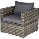 Outsunny Outdoor Patio Furniture Single Rattan Sofa Chair Padded Cushion All Weather for Garden Pool