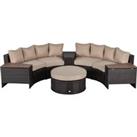 Outsunny 4-Seater PE Rattan Garden Sofa Set Half Round Conversation Furniture Set w/ Side Table Beig