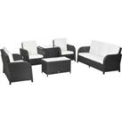 Outsunny 7 Seater Outdoor Rattan Garden Furniture Sets with Wicker Sofa, Reclining Armchair and Glas
