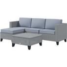 Outsunny 5-Piece Rattan Patio Furniture Set with Corner Sofa, Footstools, Coffee Table, for Poolside
