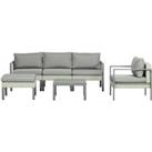Outsunny 6 Pieces Patio Furniture Set with Sofa, Armchair, Stool, Metal Table, Cushions, for Outdoor