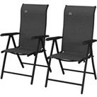 Outsunny Set of 2 Outdoor Wicker Folding Chairs, Patio PE Rattan Dining Armrests Chair set with 7 Levels Adjustable Backrest, for Camping
