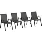 Outsunny Rattan Outdoor Chairs, Stackable Set of 4 with Armrests and Backrest for Patio, Garden, Mix
