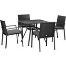 Outsunny 4 Seater Rattan Garden Furniture Set 5 Pieces Outdoor Dining Set with Cushions, Umbrella Ho