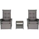 Outsunny 2 Seater Patio Rattan Wicker Chaise Lounge Sofa Set Bistro Conversation Furniture with Cushion for Patio Yard Porch Mixed Grey