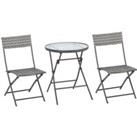 Outsunny 2 Seater Rattan Bistro Set Outdoor Foldable Wicker Conversation Balcony Furniture Set for O