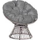 Outsunny 360 Swivel Rattan Papasan Moon Bowl Chair Round Lounge Garden Wicker Basket Seat with Padde