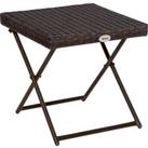 Outsunny Garden Small Folding Square Rattan Coffee Table Bistro Balcony Outdoor Wicker Weave Side Table 40H x 40L x 40Wcm Brown
