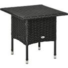 Outsunny Rattan Side Table, Weather-Resistant Outdoor Coffee Table with Durable Plastic Board, Full 