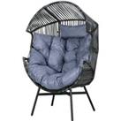 Outsunny PE Rattan Leisure Chair with 14cm Thick Seat Cushion, Steel Frame Garden Egg Chair with Com