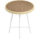Outsunny Elegant PE Rattan Side Table, Natural Wood Finish, Perfect Addition to Outdoor Patio Furnit