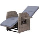 Outsunny Outdoor PE Rattan Leisure Chair with Cushion, Hand-Woven PE Rattan Recliner Garden Chair wi