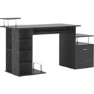 HOMCOM Computer Desk PC Workstation with Drawer Shelves CPU Storage Rack Home Office Furniture (BLACK)