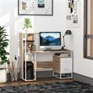 HOMCOM Writing Desk with Drawers and Multi-Shelves, PC Workstation for Home Office, Study Furniture,