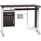 HOMCOM Home Office Workstation Desk, PC Computer Desk with Sliding Keyboard Tray, Storage Drawers, Host Box Shelf, Black Walnut