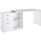 HOMCOM Computer Desk Table Workstation Home Office L Shape Drawer Shelf File Cabinet White