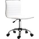 HOMCOM Adjustable Swivel Office Chair with Armless Mid-Back in PU Leather and Chrome Base - White