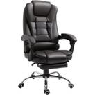 HOMCOM PU Leather Executive Office Chair, High Back Swivel Chair with Retractable Footrest, Adjustab