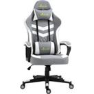Vinsetto Ergonomic Gaming Chair with Lumbar Support, Adjustable Headrest and Swivel Wheels, PVC Leather, Grey/White