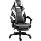 Vinsetto Gaming Chair Ergonomic Recliner w/ Thick Padding Footrest Headrest Lumbar Pillow 5 Wheels Racing Swivel Height Adjustable Home Office Grey