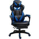 Vinsetto Ergonomic Racing Gaming Chair Office Desk Chair Adjustable Height Recliner w/ Wheels, Headrest, Lumbar, Footrest, Blue Aosom UK