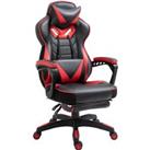 Vinsetto Ergonomic Racing Gaming Chair Office Desk Chair Adjustable Height Recliner with Wheels, Headrest, Lumbar Support, Retractable Footrest, Red