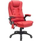 HOMCOM Ergonomic Chair with Massage and Heat, High Back PU Leather Massage Office Chair With Tilt and Reclining Function, Red