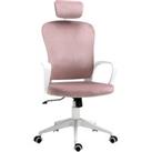 Vinsetto High-Back Velvet Office Chair, Rocking Function, Adjustable Headrest & Wheels, Pink