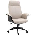 Vinsetto High Back Office Chair, Linen Fabric Computer Desk Chair with Armrests, Tilt Function, Adju