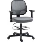 Vinsetto Tall Office Drafting Chair, Fabric, Adjustable Footrest Ring, Arm, Swivel Wheels for Standi