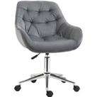 Vinsetto Velvet Swivel Chair, Ergonomic Office Chair with Adjustable Height, Arm and Back Support, D