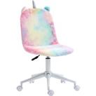 Vinsetto Fluffy Unicorn Office Chair with Mid-Back and Swivel Wheel, Cute Desk Chair, Rainbow Multi-