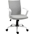 Vinsetto Swivel Chair Linen Computer Desk Chair Home Study Task Chair with Wheels, Arm, Adjustable Height, Dark Grey