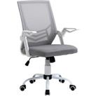 Vinsetto Mesh Office Chair Swivel Task Computer Desk Chair for Home with Lumbar Back Support, Adjustable Height, Flip-Up Arm, Grey