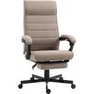 Vinsetto High-Back Home Office Chair, Linen Swivel Reclining Chair w/ Adjustable Height, Footrest & Padded Armrest for Living Room, Brown Aosom UK