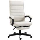 Vinsetto High-Back Linen Office Chair, Swivel Recliner with Adjustable Height, Footrest, Padded Armr