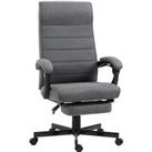 Vinsetto High-Back Linen Office Chair, Swivel, Reclining, Adjustable Height, Footrest, Padded Armres