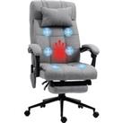 Vinsetto Massage and Heat Office Chair, Fabric, with Head Pillow, Footrest, Reclining Back, Grey