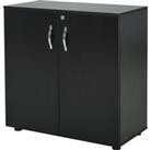 Vinsetto 2-Tier Locking Office Storage Cabinet File Organisation w/ Feet Melamine Coating Aluminium Handles 2 Keys Stylish Black