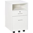Vinsetto Mobile File Cabinet Lockable Storage Unit Cupboard Home Filing Furniture for Office, Bedroom and Living Room, 39.5x40x60cm, White