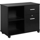 Vinsetto Printer Stand with Wheels, Mobile Filing Cabinet with Open Shelves and Drawers for A4 Documents, Black