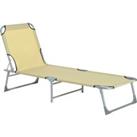 Outsunny Portable Adjustable Lounger,Oxford Cloth-Beige