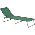 Outsunny Portable Folding Lounger, Durable Oxford Cloth, Adjustable Backrest, Easy Carry, Green