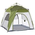 Outsunny 4 Person Automatic Camping Tent, Outdoor Pop Up Tent, Portable Backpacking Dome Shelter, Gr