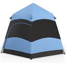 Outsunny Double Layer Dome Tent w/ Rainfly and Welded Floor, 4 Man Hexagon Pop Up Tent, Portable Cam