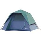 Outsunny Lightweight Camping Tent, 3/4 Person, Fibreglass Frame, Waterproof, Green