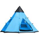 Outsunny 6 Men Tipi Tent, Camping Teepee Family Tent with Mesh Windows Zipped Door Carry Bag, Easy S